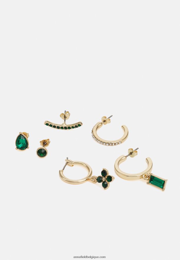 femmes Lot de 6 boucles d'oreilles vert/doré Anna FieldNHH26B2659