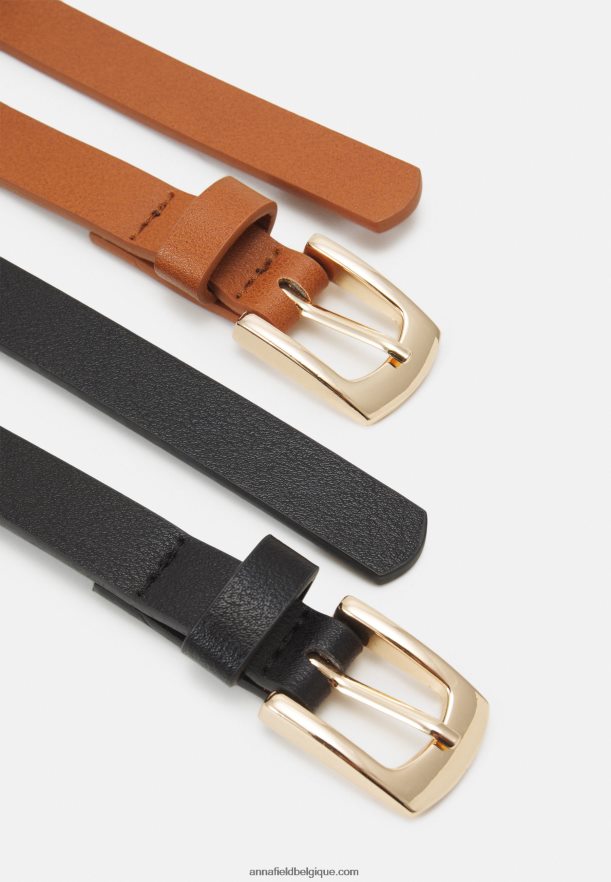 femmes Lot de 2 ceintures noir/cognac Anna FieldNHH26B2727
