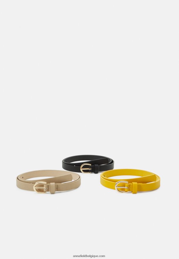 femmes Lot de 3 ceintures noir/jaune/taupe Anna FieldNHH26B2729