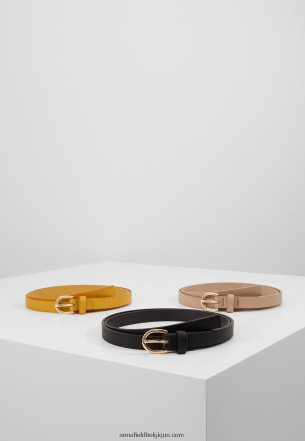 femmes Lot de 3 ceintures noir/jaune/taupe Anna FieldNHH26B2777