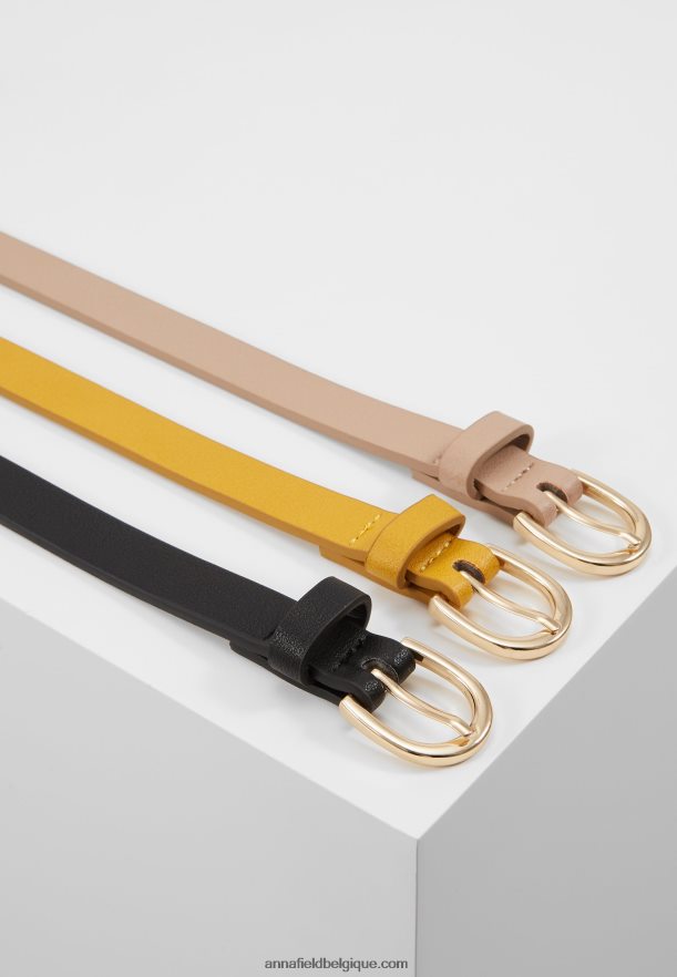 femmes Lot de 3 ceintures noir/jaune/taupe Anna FieldNHH26B2777