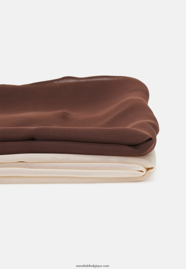 femmes Lot de 2 foulards blanc cassé/marron Anna FieldNHH26B2710