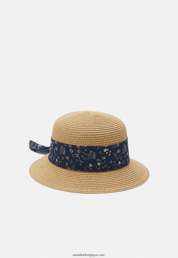 femmes chapeau beige/bleu foncé Anna FieldNHH26B2721