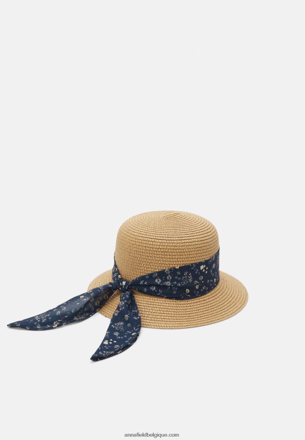 femmes chapeau beige/bleu foncé Anna FieldNHH26B2721