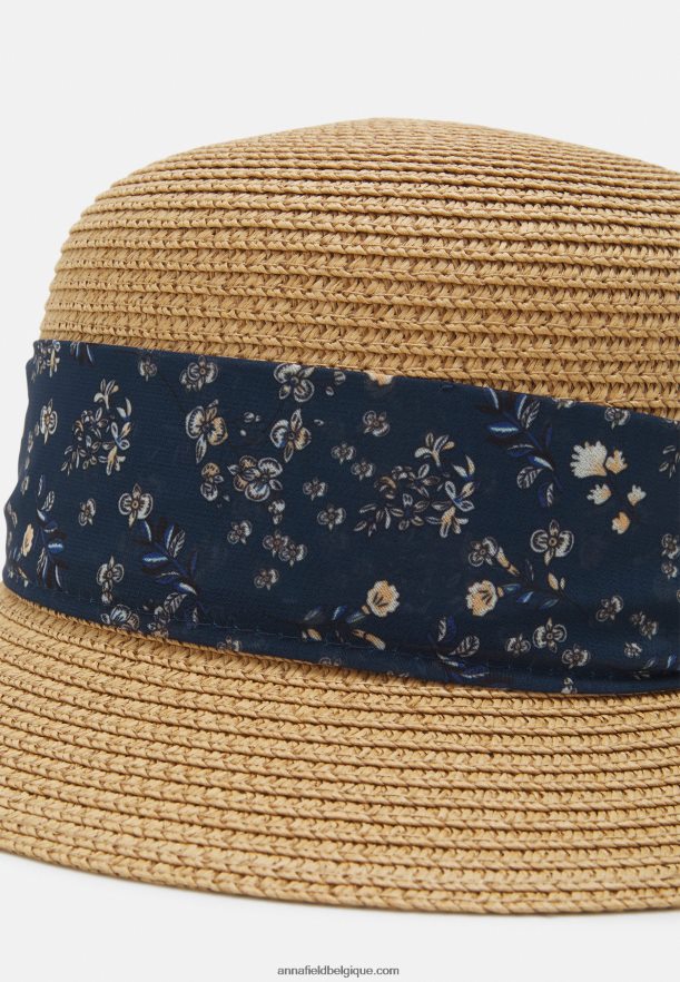 femmes chapeau beige/bleu foncé Anna FieldNHH26B2721
