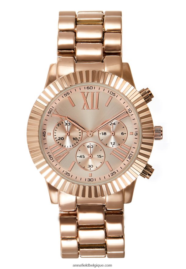 femmes montre chronographe couleur or rose Anna FieldNHH26B2792