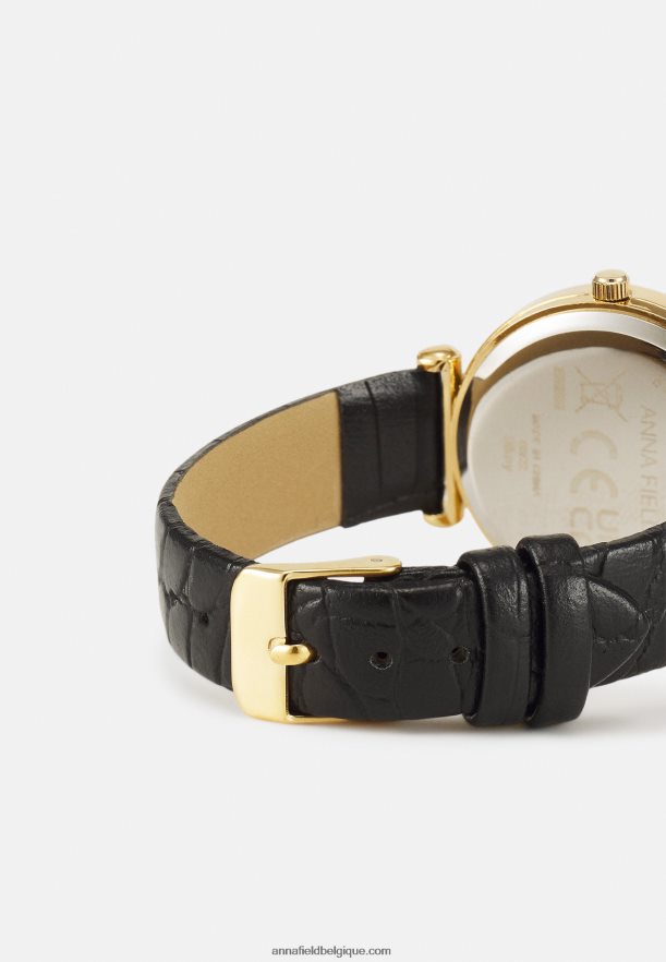 femmes montre noire/dorée Anna FieldNHH26B2782