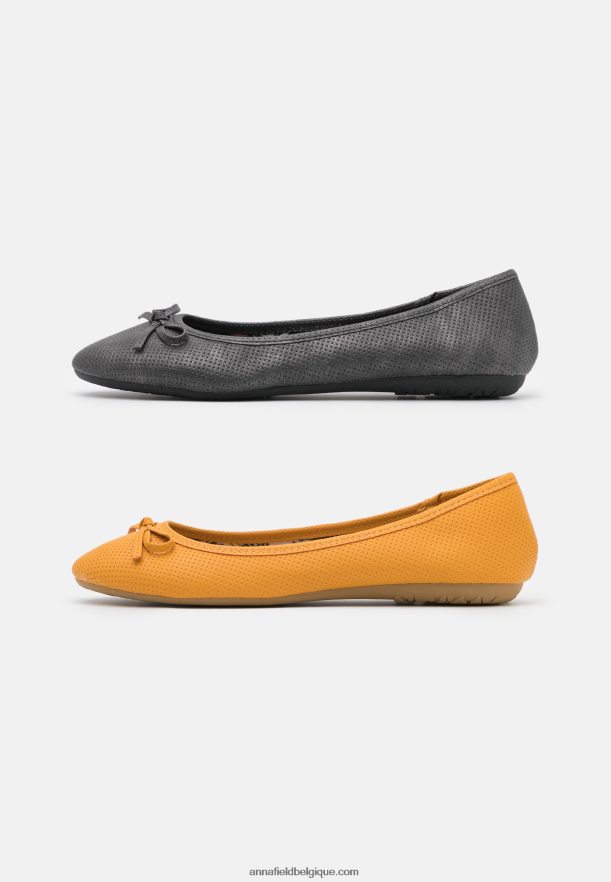 femmes Lot de 2 ballerines noir/jaune Anna FieldNHH26B2138