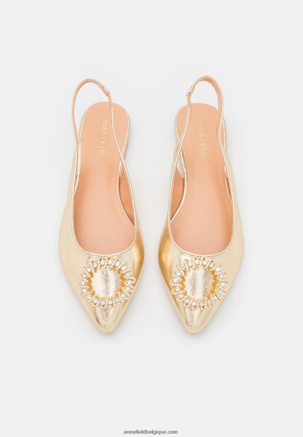 femmes ballerines à bride arrière dorées Anna FieldNHH26B2185