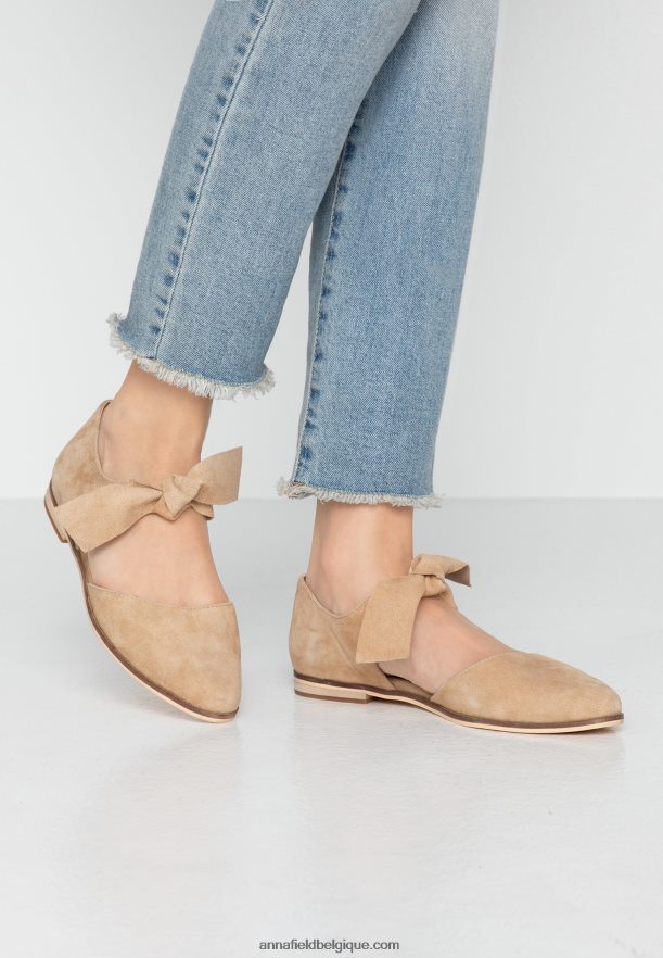 femmes ballerines bride cheville cuir beige Anna FieldNHH26B2162