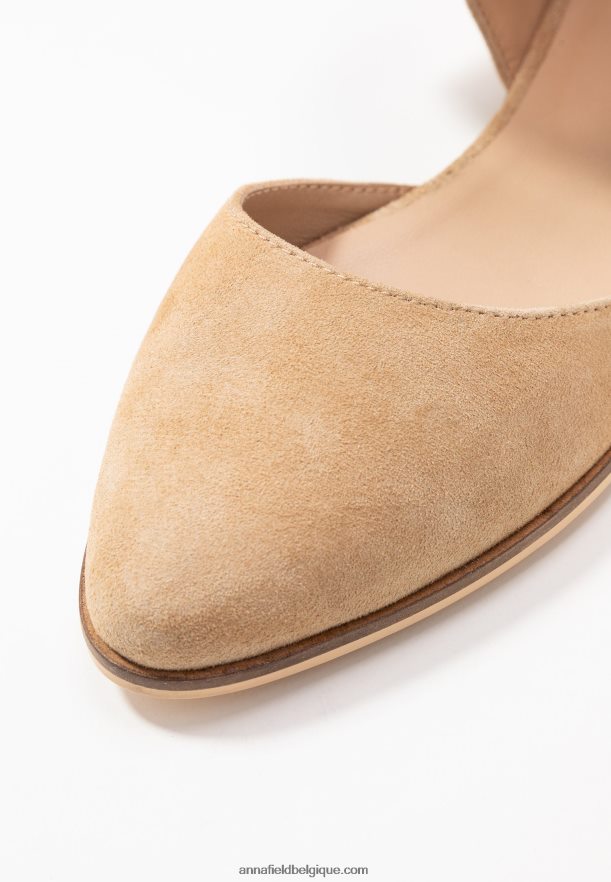femmes ballerines bride cheville cuir beige Anna FieldNHH26B2162