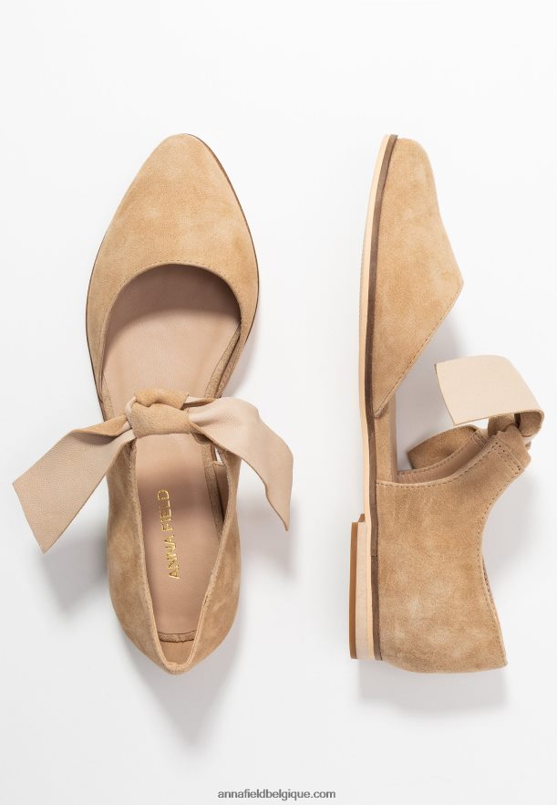 femmes ballerines bride cheville cuir beige Anna FieldNHH26B2162