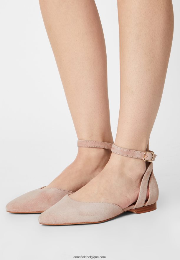 femmes ballerines bride cheville cuir beige Anna FieldNHH26B2164