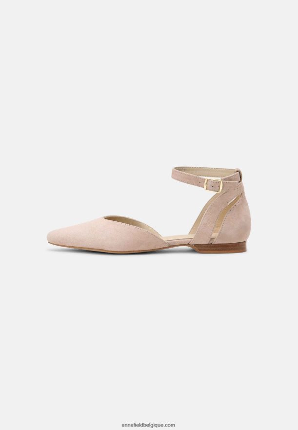 femmes ballerines bride cheville cuir beige Anna FieldNHH26B2164