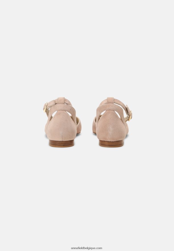 femmes ballerines bride cheville cuir beige Anna FieldNHH26B2164