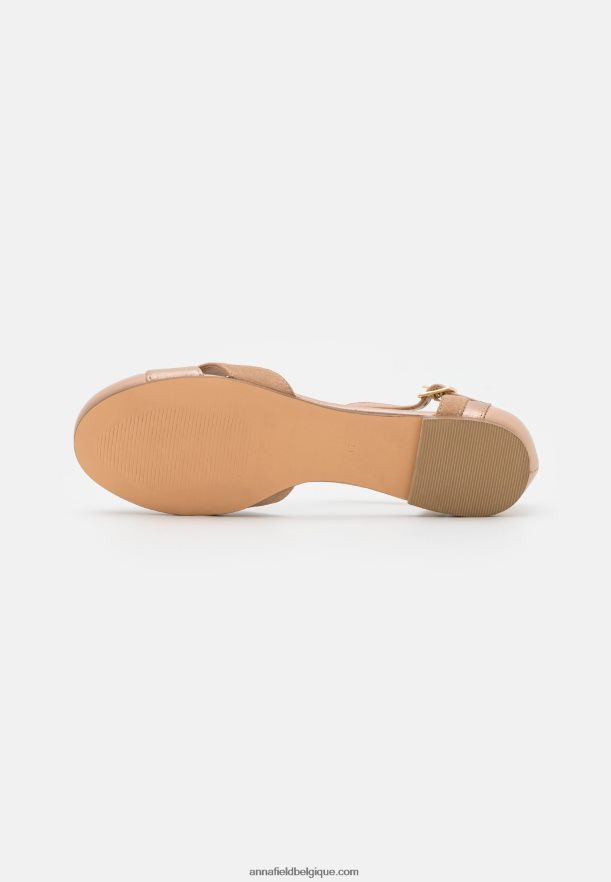 femmes ballerines bride cheville cuir beige Anna FieldNHH26B2168