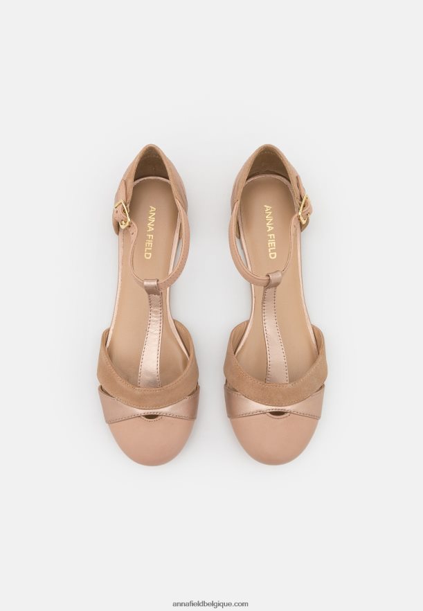 femmes ballerines bride cheville cuir beige Anna FieldNHH26B2168