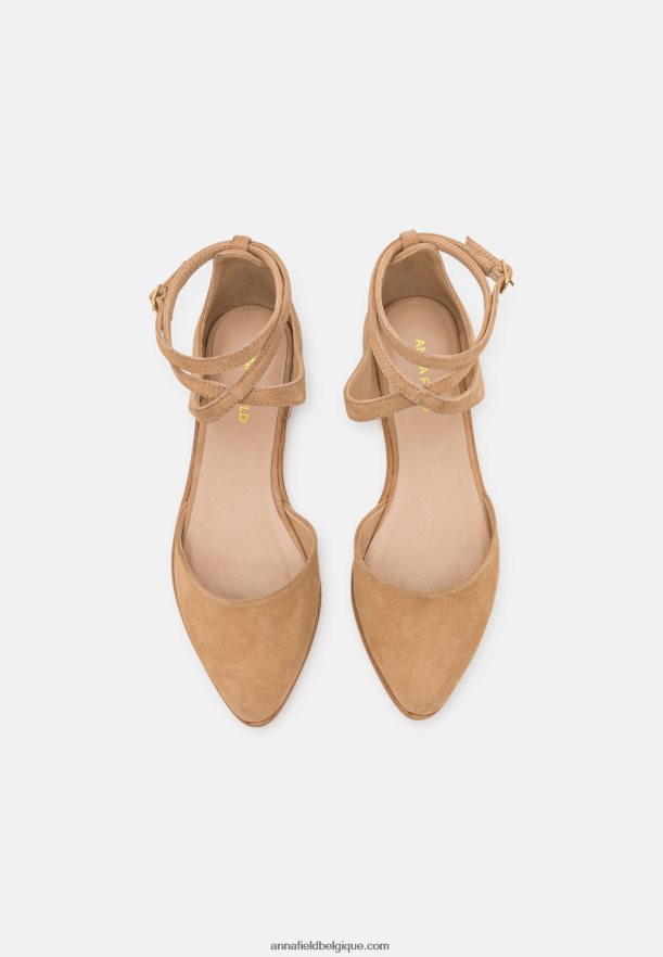femmes ballerines bride cheville cuir beige Anna FieldNHH26B2170