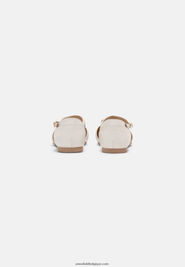 femmes ballerines bride cheville cuir blanc Anna FieldNHH26B2167