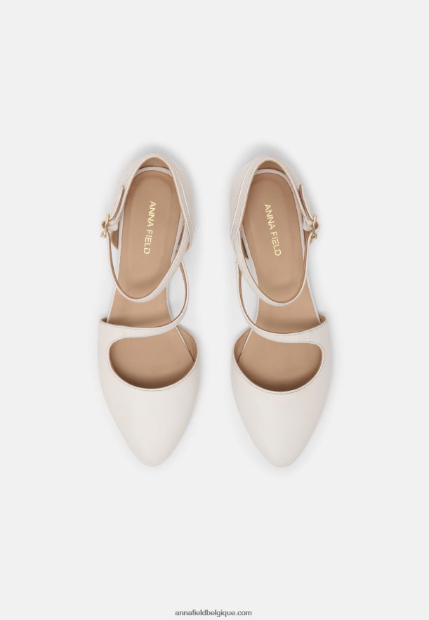 femmes ballerines bride cheville cuir blanc Anna FieldNHH26B2167
