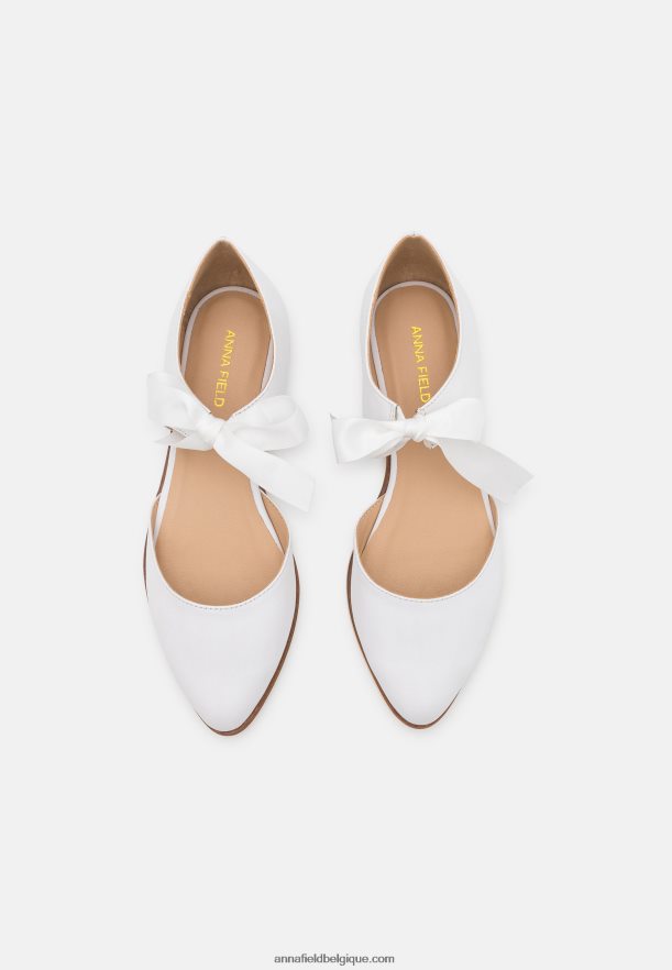 femmes ballerines bride cheville cuir blanc Anna FieldNHH26B2169