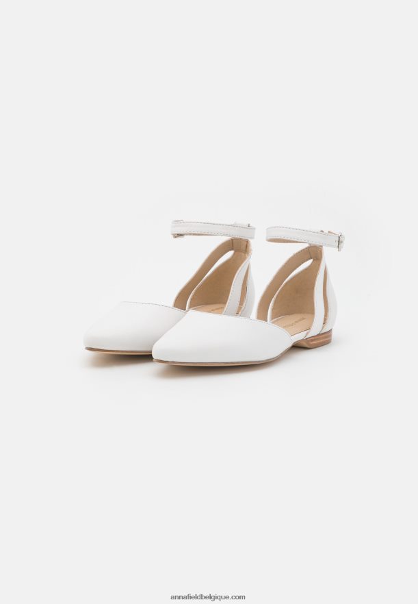 femmes ballerines bride cheville cuir blanc Anna FieldNHH26B2174