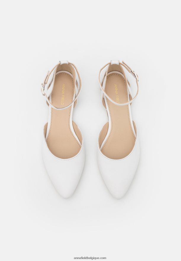 femmes ballerines bride cheville cuir blanc Anna FieldNHH26B2174