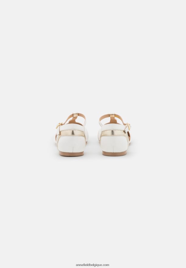 femmes ballerines bride cheville cuir blanc Anna FieldNHH26B2175