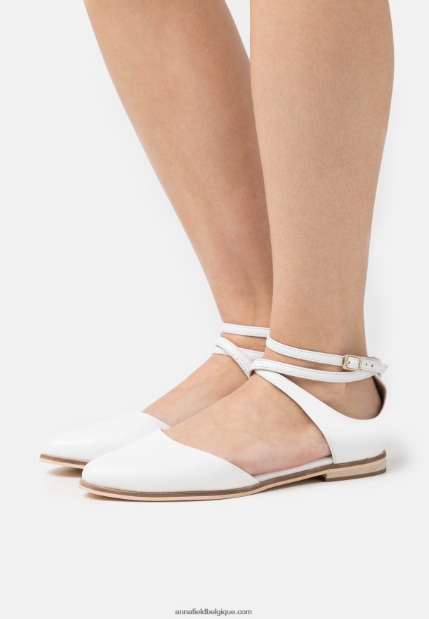 femmes ballerines bride cheville cuir blanc Anna FieldNHH26B2180