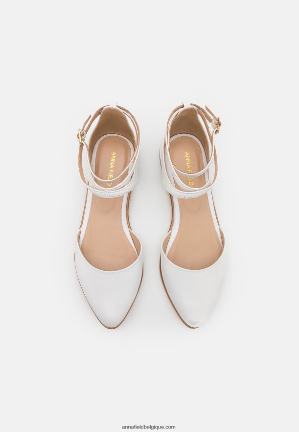 femmes ballerines bride cheville cuir blanc Anna FieldNHH26B2180