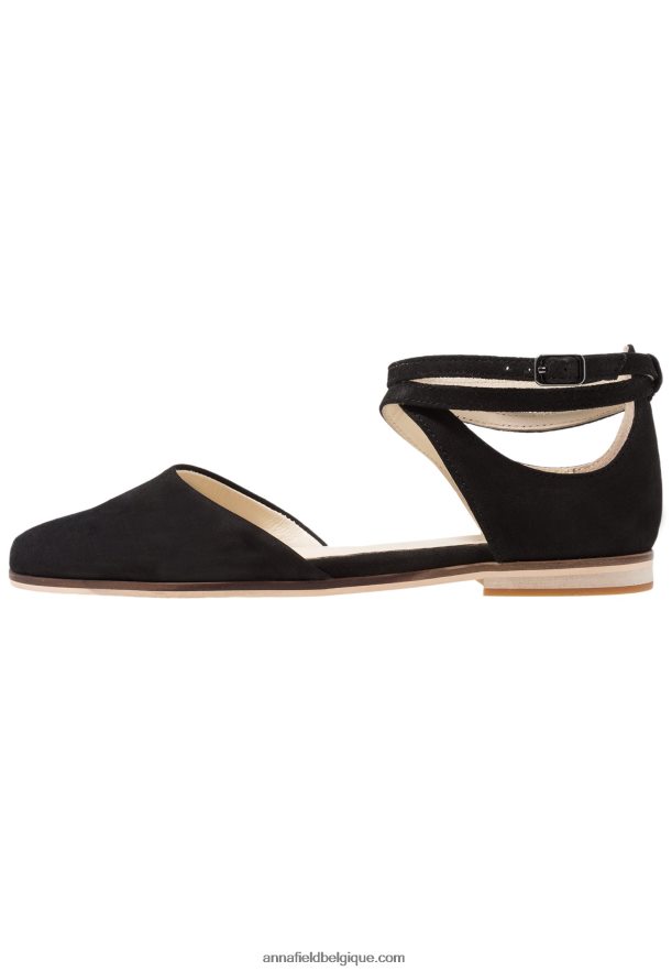 femmes ballerines bride cheville cuir noir Anna FieldNHH26B2156