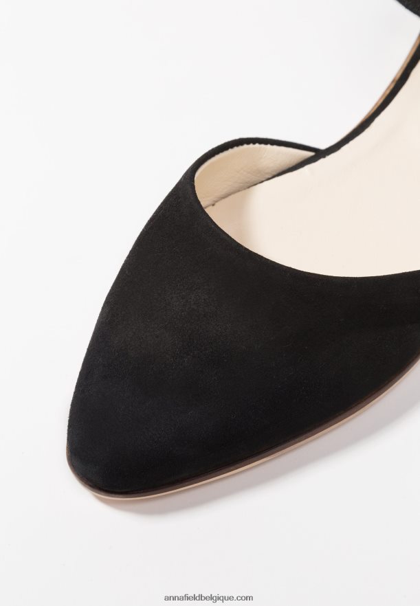 femmes ballerines bride cheville cuir noir Anna FieldNHH26B2156