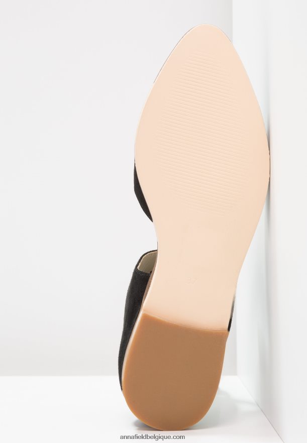 femmes ballerines bride cheville cuir noir Anna FieldNHH26B2159