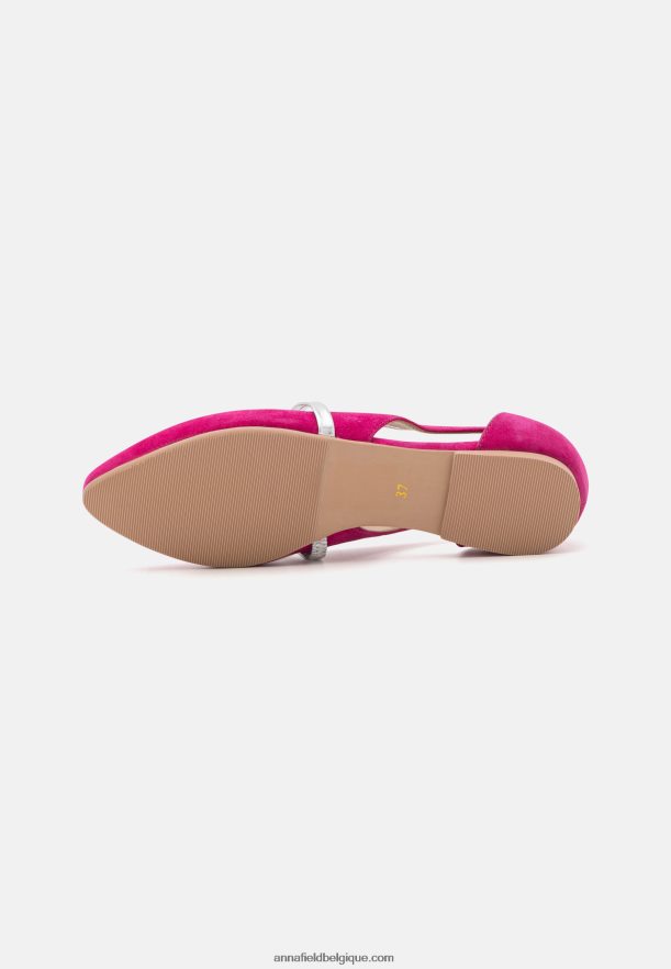 femmes ballerines bride cheville cuir rose Anna FieldNHH26B2179
