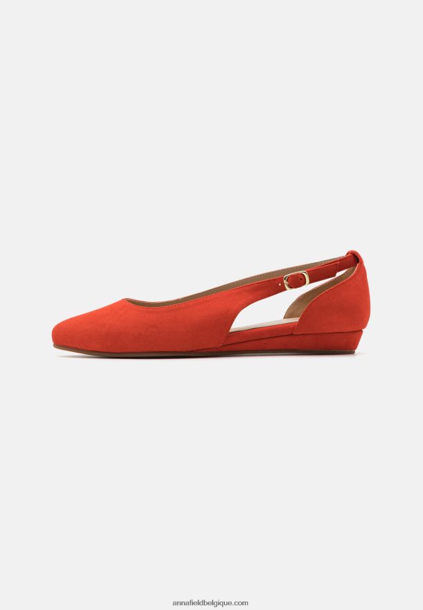 femmes ballerines bride cheville cuir rouge Anna FieldNHH26B2165