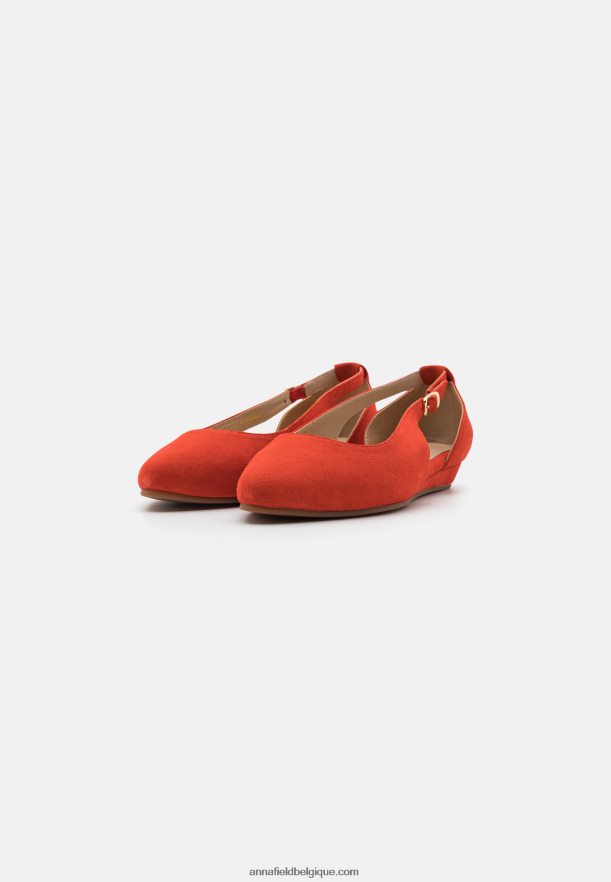 femmes ballerines bride cheville cuir rouge Anna FieldNHH26B2165
