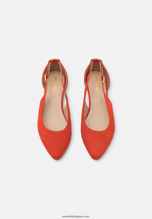 femmes ballerines bride cheville cuir rouge Anna FieldNHH26B2165