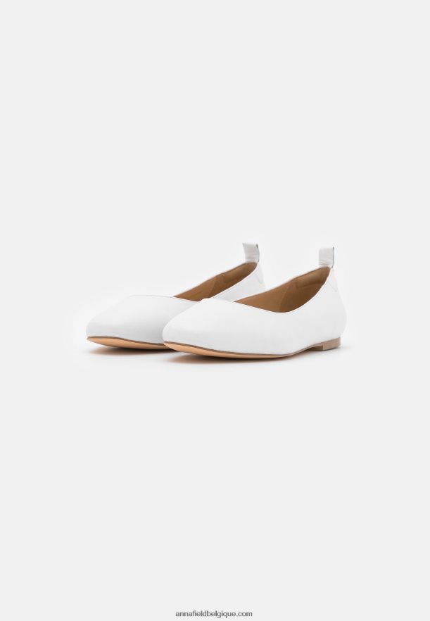 femmes ballerines confort cuir blanc Anna FieldNHH26B2100