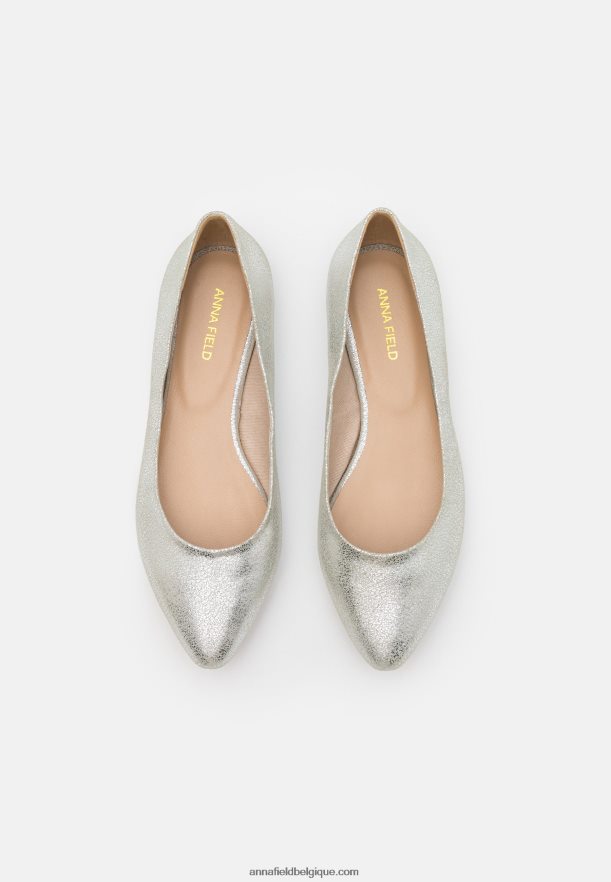femmes ballerines cuir argent Anna FieldNHH26B2143