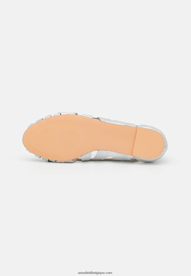 femmes ballerines cuir peeptoe argent Anna FieldNHH26B2142