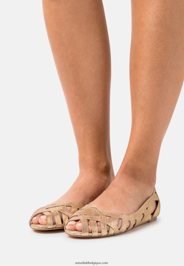 femmes ballerines peeptoe cuir doré Anna FieldNHH26B2131