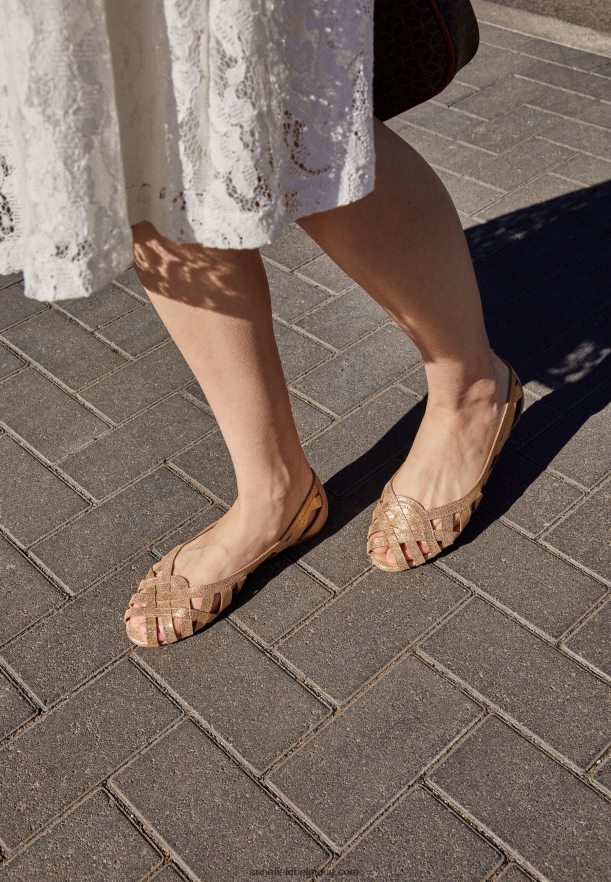 femmes ballerines peeptoe cuir doré Anna FieldNHH26B2131