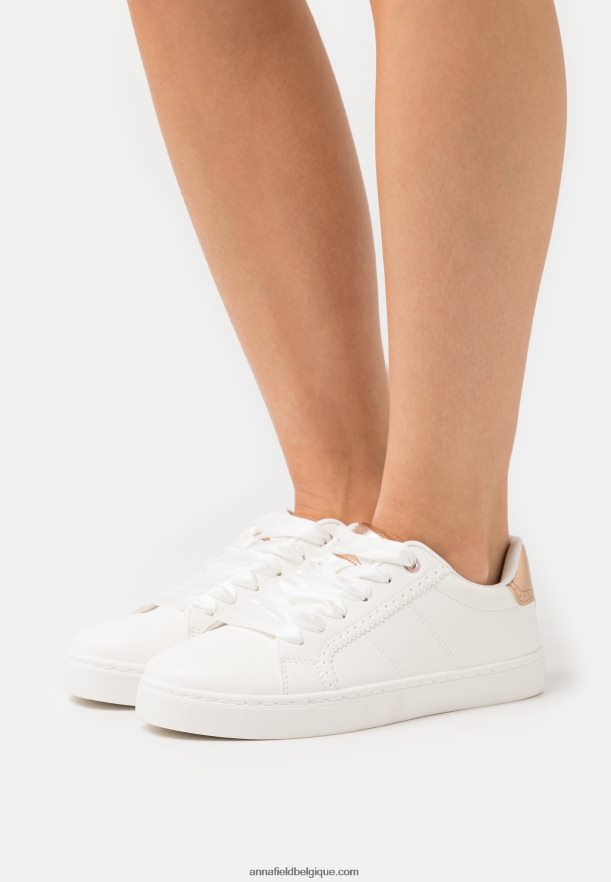 femmes baskets blanc/doré rose Anna FieldNHH26B1178