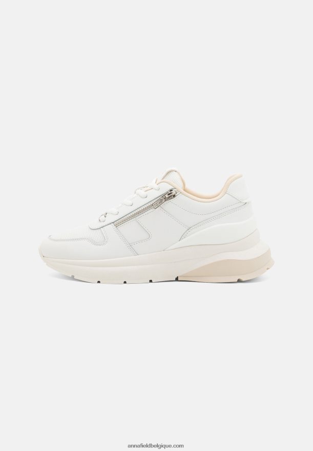 femmes baskets cuir blanc/beige Anna FieldNHH26B1209
