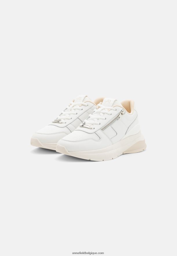 femmes baskets cuir blanc/beige Anna FieldNHH26B1209
