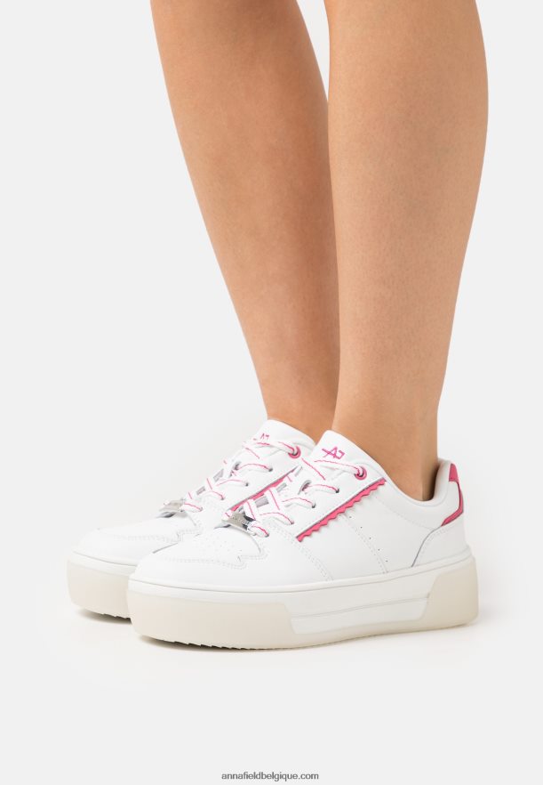 femmes baskets cuir blanc/rose Anna FieldNHH26B1211