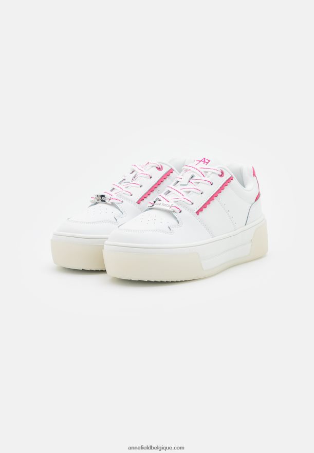 femmes baskets cuir blanc/rose Anna FieldNHH26B1211