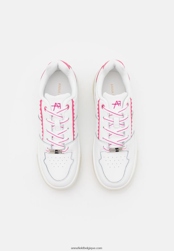 femmes baskets cuir blanc/rose Anna FieldNHH26B1211