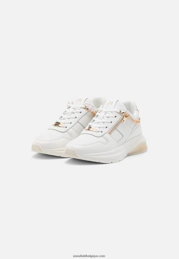 femmes baskets en cuir blanc/or Anna FieldNHH26B1201