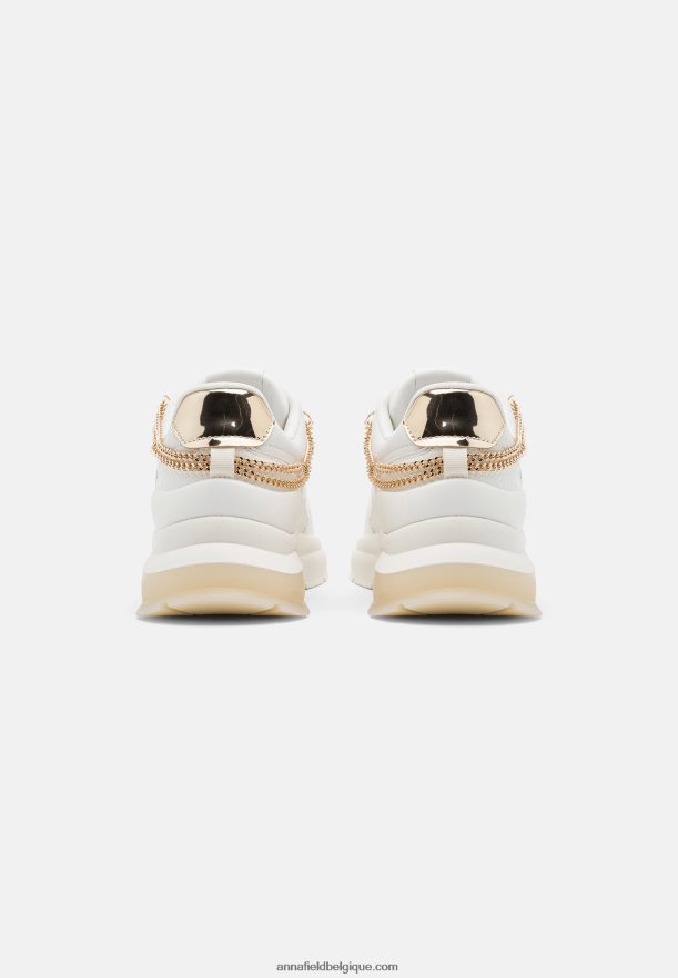 femmes baskets en cuir blanc/or Anna FieldNHH26B1201